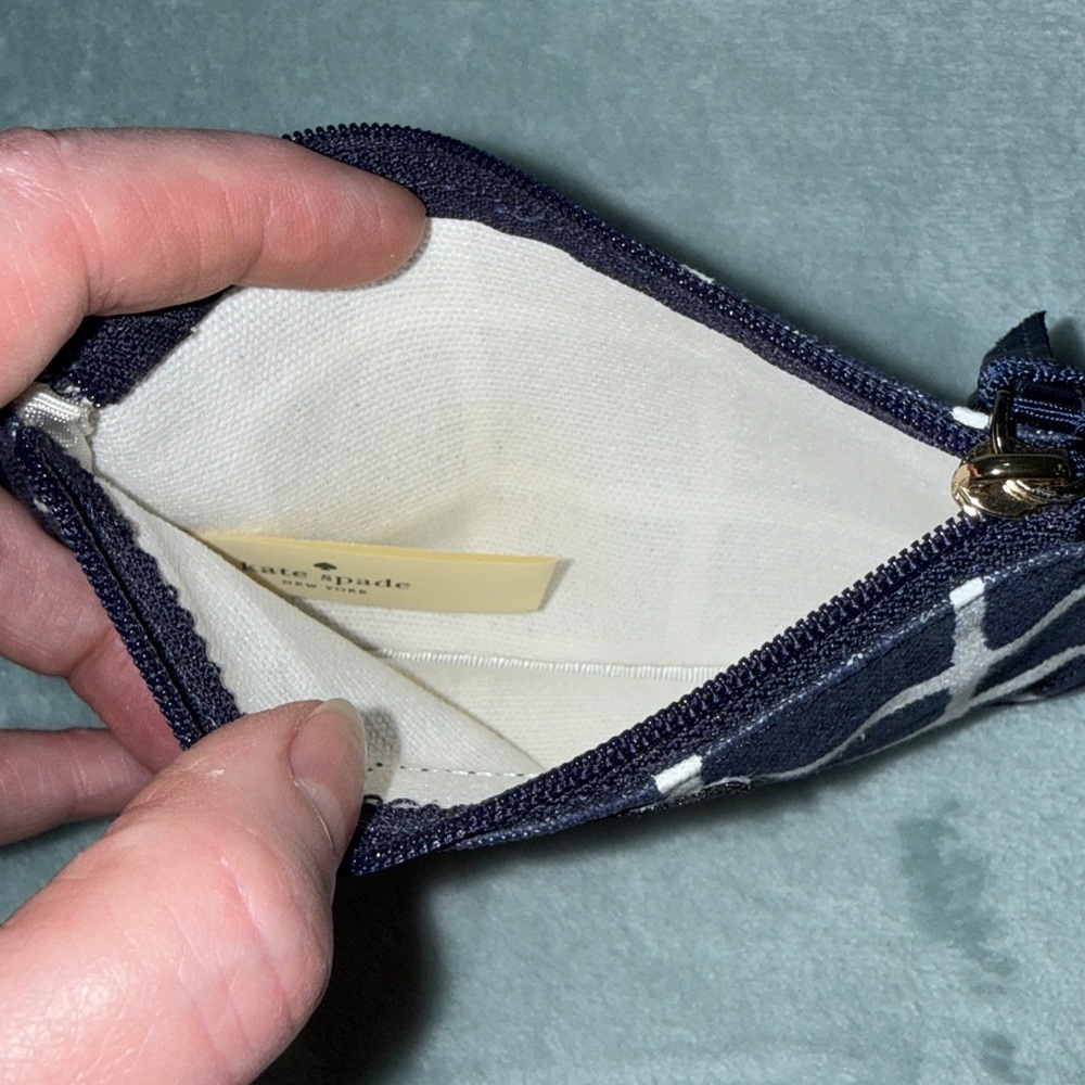 kate spade Navy and White Grid Pouch - Picture 9 of 11
